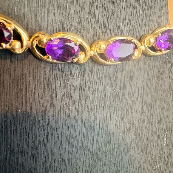 10Kt Vintage Mid Century Amethyst Bracelet - Picture 2 of 7